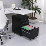 NNEDSZ 3 Drawer Mobile File Cabinet with Lock (Black)