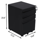 NNEDSZ 3 Drawer Mobile File Cabinet with Lock (Black)