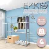 NNEDSZ Clothes Rack Stainless Steel Two Rail