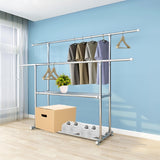NNEDSZ Clothes Rack Stainless Steel Two Rail