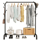NNEDSZ Clothing Rack with Bottom Shelf & Anti-slip floor protectors (Black)
