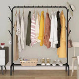 NNEDSZ Clothing Rack with Bottom Shelf & Anti-slip floor protectors (Black)