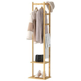 NNEDSZ Bamboo Clothing Rack with 3 Hanger Hooks (Natural Wood)