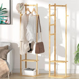 NNEDSZ Bamboo Clothing Rack with 3 Hanger Hooks (Natural Wood)