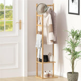 NNEDSZ Bamboo Clothing Rack with 3 Hanger Hooks (Natural Wood)