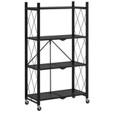 NNEDSZ Foldable Storage Shelf 4 Tier (Black)