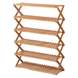 NNEDSZ Eco-Friendly & Non-Toxic Sturdy 6 Tier Foldable Bamboo Shoe Rack Brown
