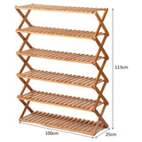 NNEDSZ Eco-Friendly & Non-Toxic Sturdy 6 Tier Foldable Bamboo Shoe Rack Brown