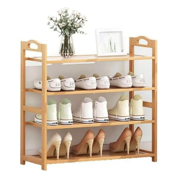 NNEDSZ 4 Tier Bamboo Shoe Rack Storage Organizer Stand Shelves