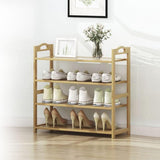 NNEDSZ 4 Tier Bamboo Shoe Rack Storage Organizer Stand Shelves