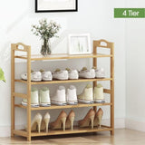 NNEDSZ 4 Tier Bamboo Shoe Rack Storage Organizer Stand Shelves