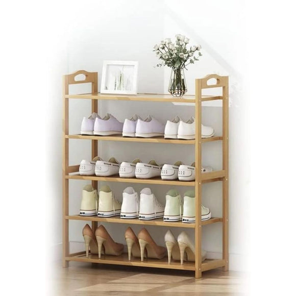 NNEDSZ 5 Tier Bamboo Shoe Rack Storage Organizer Stand Shelves