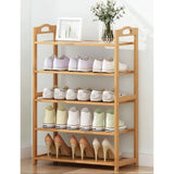 NNEDSZ 5 Tier Bamboo Shoe Rack Storage Organizer Stand Shelves