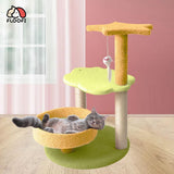 NNEDSZ Floofi 75cm Galaxy Plush Scratching Post Cat Tree Yellow Green