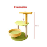 NNEDSZ Floofi 75cm Galaxy Plush Scratching Post Cat Tree Yellow Green
