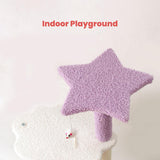NNEDSZ Floofi 61cm Galaxy Plush Scratching Post Cat Tree Pink Purple