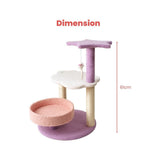 NNEDSZ Floofi 61cm Galaxy Plush Scratching Post Cat Tree Pink Purple