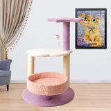 NNEDSZ Floofi 61cm Galaxy Plush Scratching Post Cat Tree Pink Purple