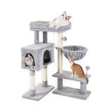 NNEDSZ Floofi 97cm Adjustable Base Plush Cat Tree Light Grey
