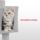 NNEDSZ Floofi 97cm Adjustable Base Plush Cat Tree Light Grey
