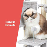 NNEDSZ Floofi 97cm Adjustable Base Plush Cat Tree Light Grey
