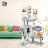 NNEDSZ Floofi 97cm Adjustable Base Plush Cat Tree Light Grey