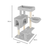 NNEDSZ Floofi 97cm Adjustable Base Plush Cat Tree Light Grey