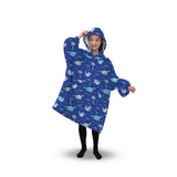 NNEDSZ Hoodie Blanket (Kids Dinosaur Dark blue)