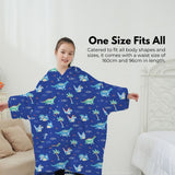 NNEDSZ Hoodie Blanket (Kids Dinosaur Dark blue)