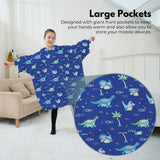 NNEDSZ Hoodie Blanket (Kids Dinosaur Dark blue)