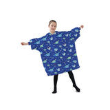 NNEDSZ Hoodie Blanket (Kids Dinosaur Dark blue)