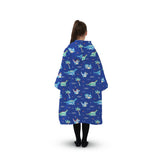 NNEDSZ Hoodie Blanket (Kids Dinosaur Dark blue)