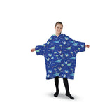 NNEDSZ Hoodie Blanket (Kids Dinosaur Dark blue)
