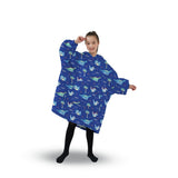NNEDSZ Hoodie Blanket (Kids Dinosaur Dark blue)