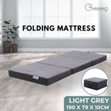 NNEDSZ 3 Fold Folding Mattress Single Light Grey
