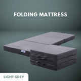 NNEDSZ 3 Fold Folding Mattress Single Light Grey