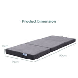 NNEDSZ 3 Fold Folding Mattress Single Light Grey