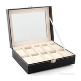 NNEDSZ 10 Slot Watch Holder Box PU Leather Display Storage Case