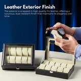 NNEDSZ 10 Slot Watch Holder Box PU Leather Display Storage Case
