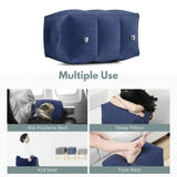 NNEDSZ Inflatable Travel Foot Rest Pillow with Adjustable Three Layers Height (Navy Blue)