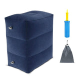 NNEDSZ Inflatable Travel Foot Rest Pillow with Adjustable Three Layers Height (Navy Blue)