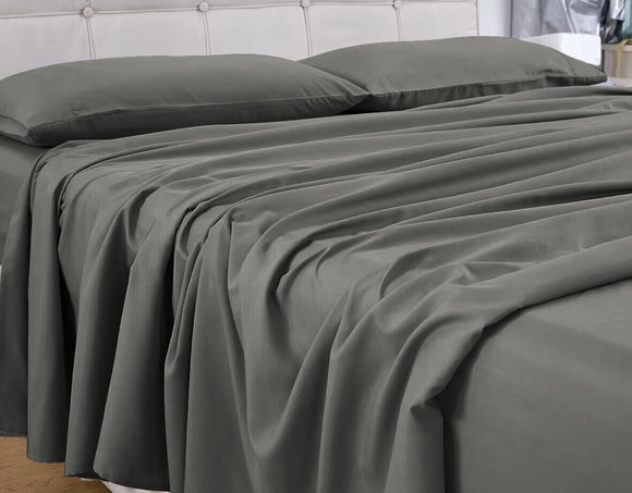 NNEDSZ 4 Pcs Bed Sheet Set 1000 Thread Count Ultra Soft Microfiber - King Single (Grey)