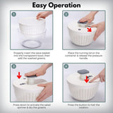 NNEDSZ Multifunctional 6L Grips Press Salad Spinner (White)