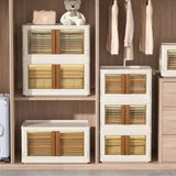 NNEDSZ 32L Foldable Storage Organizers(lvory+Brown)