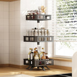 NNEDSZ 3 Tier Rotating Spice Rack Square Shape (Black)