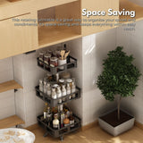 NNEDSZ 3 Tier Rotating Spice Rack Square Shape (Black)