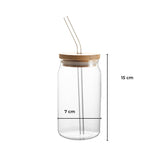 NNEDSZ 6 Pcs Clear Drinking Glasses with Bamboo Lids and Glass Straw(16 Oz )