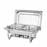NNEDSZ GOMINIMO 9L Chafing Dish Stainless Steel Food Buffet Warmer Pan (2x4.5L Dual Trays)