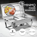 NNEDSZ GOMINIMO 9L Chafing Dish Stainless Steel Food Buffet Warmer Pan (2x4.5L Dual Trays)