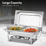 NNEDSZ GOMINIMO 9L Chafing Dish Stainless Steel Food Buffet Warmer Pan (2x4.5L Dual Trays)